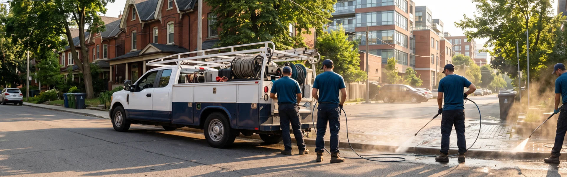 The Power Pressure Washing Toronto crew beside a service truck