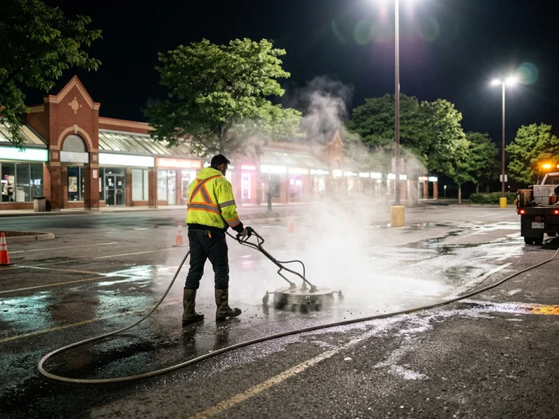 Overnight plaza parking lot washing in Bramalea, Brampton