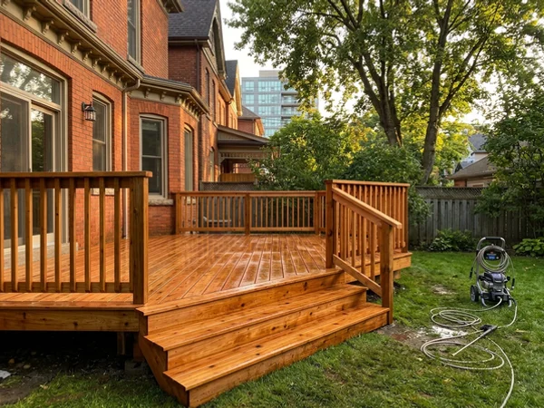 Deck Pressure Washing after cleaning
