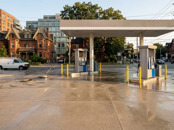 Gas Station Power Washing after cleaning