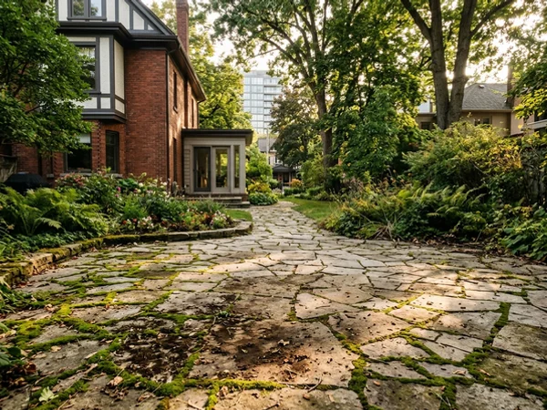 Pressure washing Toronto patio stone in Lawrence Park (before)