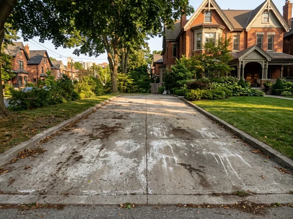 Pressure washing Toronto driveway before and after in Rosedale (before)