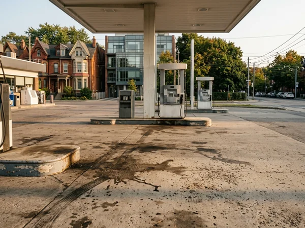 Gas Station Power Washing before cleaning
