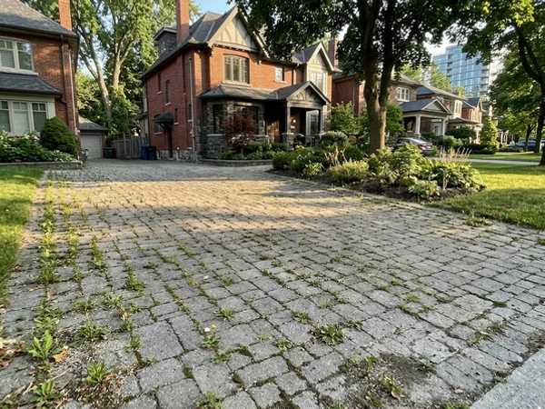 Interlocking stone cleaning Toronto before and after in Leaside (before)