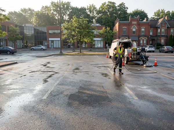 Parking stalls after oil spill cleanup