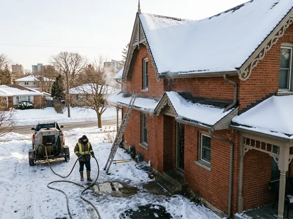 Clear eaves and gutters after steam ice dam removal