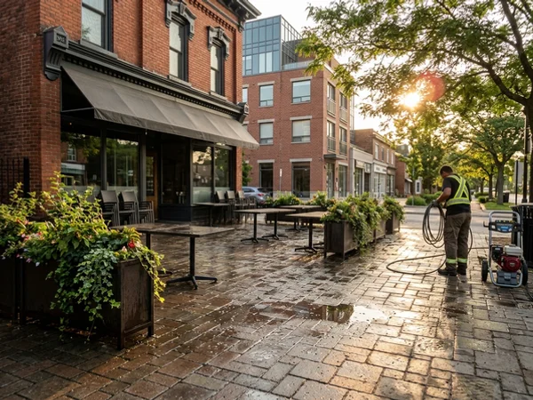 Kerr Village restaurant patio washed before opening