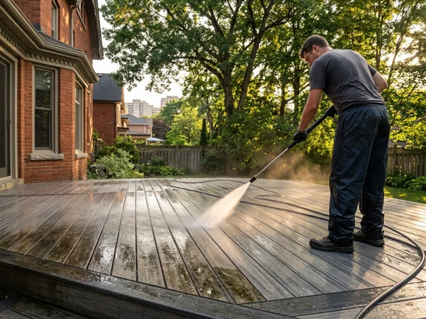 Oakville composite deck cleaned of mould