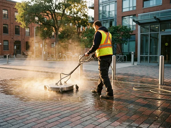 Liberty Village condo entrance pavers after salt removal