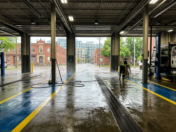 Etobicoke fleet garage floor after degreasing