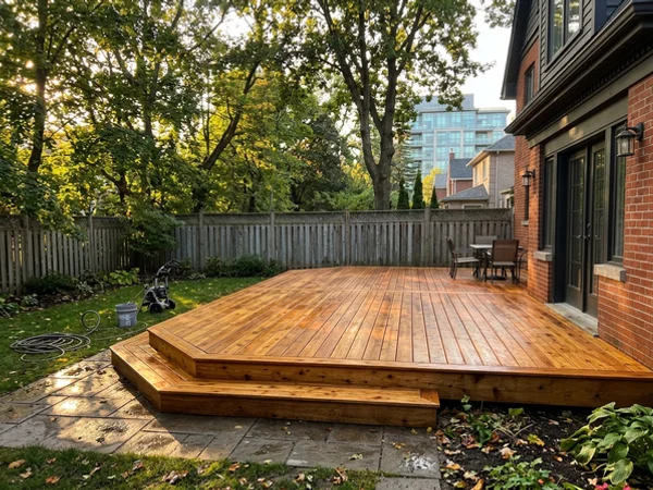 Cedar deck in Bronte stained after cleaning