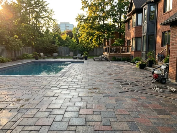 Richmond Hill interlock patio after clean, re-sand and seal