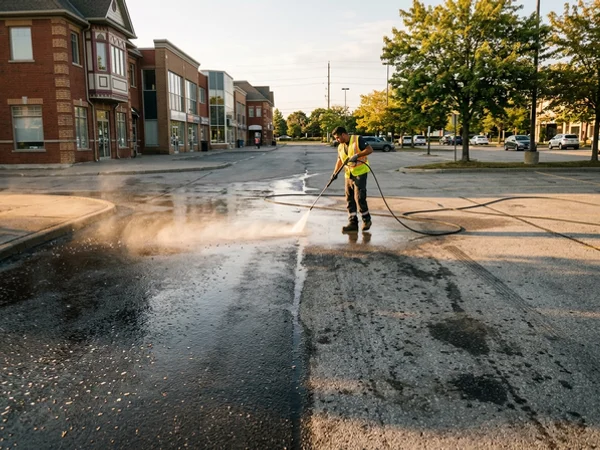 Bramalea plaza drive lane half washed