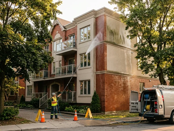 Condo north elevation near The Beaches after soft washing