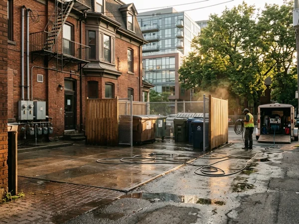 Queen West restaurant dumpster pad after hot-water degreasing